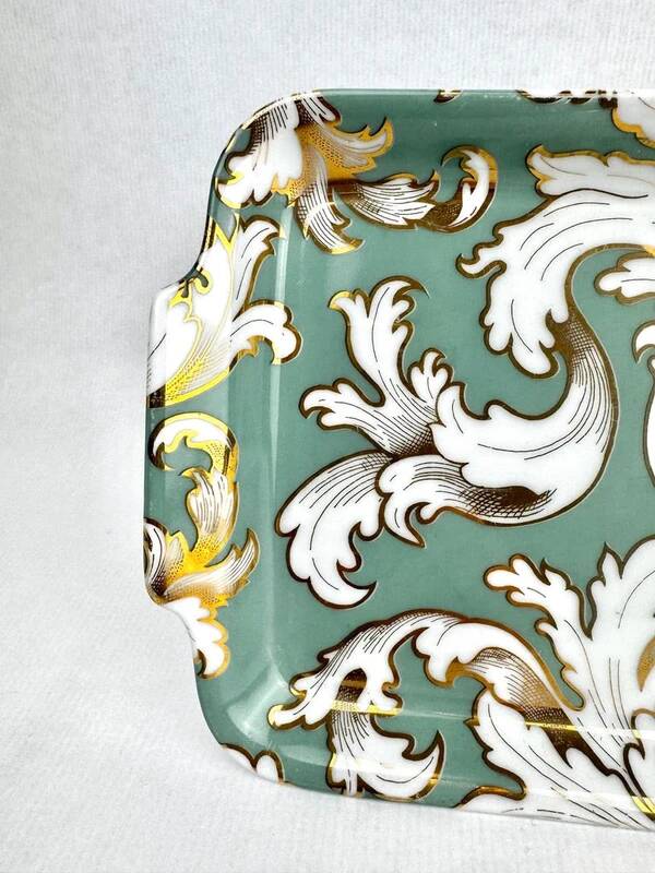 Rectangular Limoges porcelain dish – Geneviève Lethu – “Cipango” decor, 1991