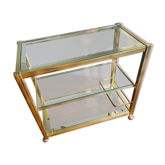 Vintage brass and glass bar cart, 1980