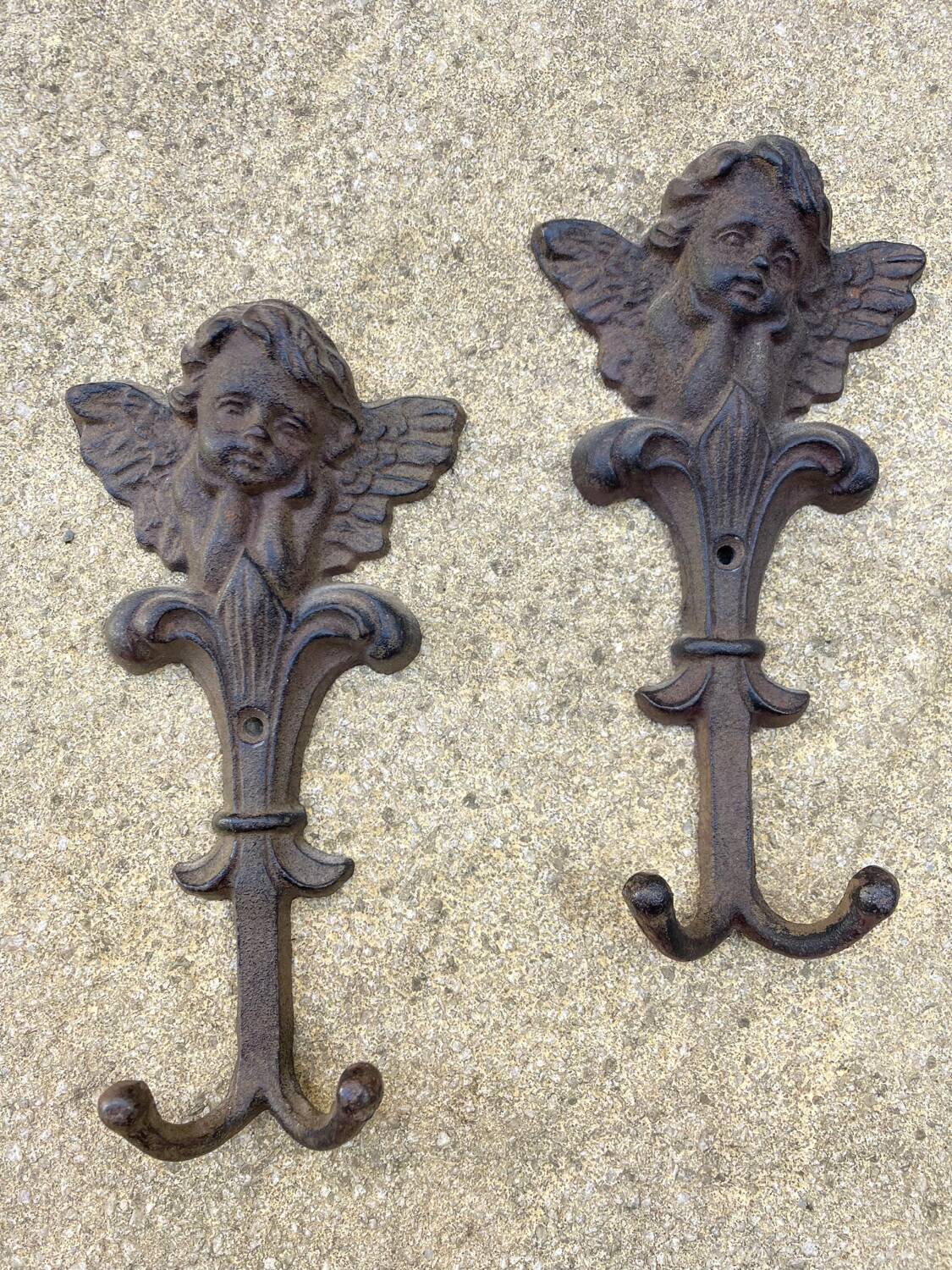 Double cast iron “Angel” coat hook