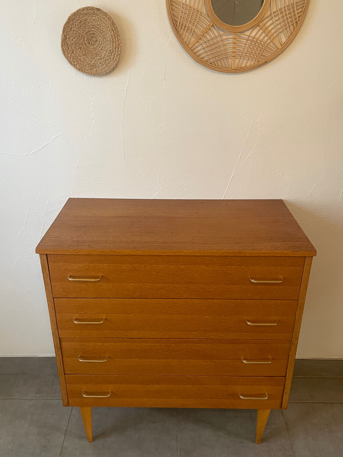 Vintage oak chest of drawers from the 1960s