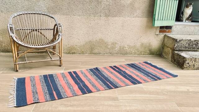 VINTAGE 80s Cotton Kilim RUG