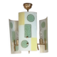 Lustre doré et plaques de verre, art déco, vintage style Strangfeld und Gregor Radeberg Dresden 1950
