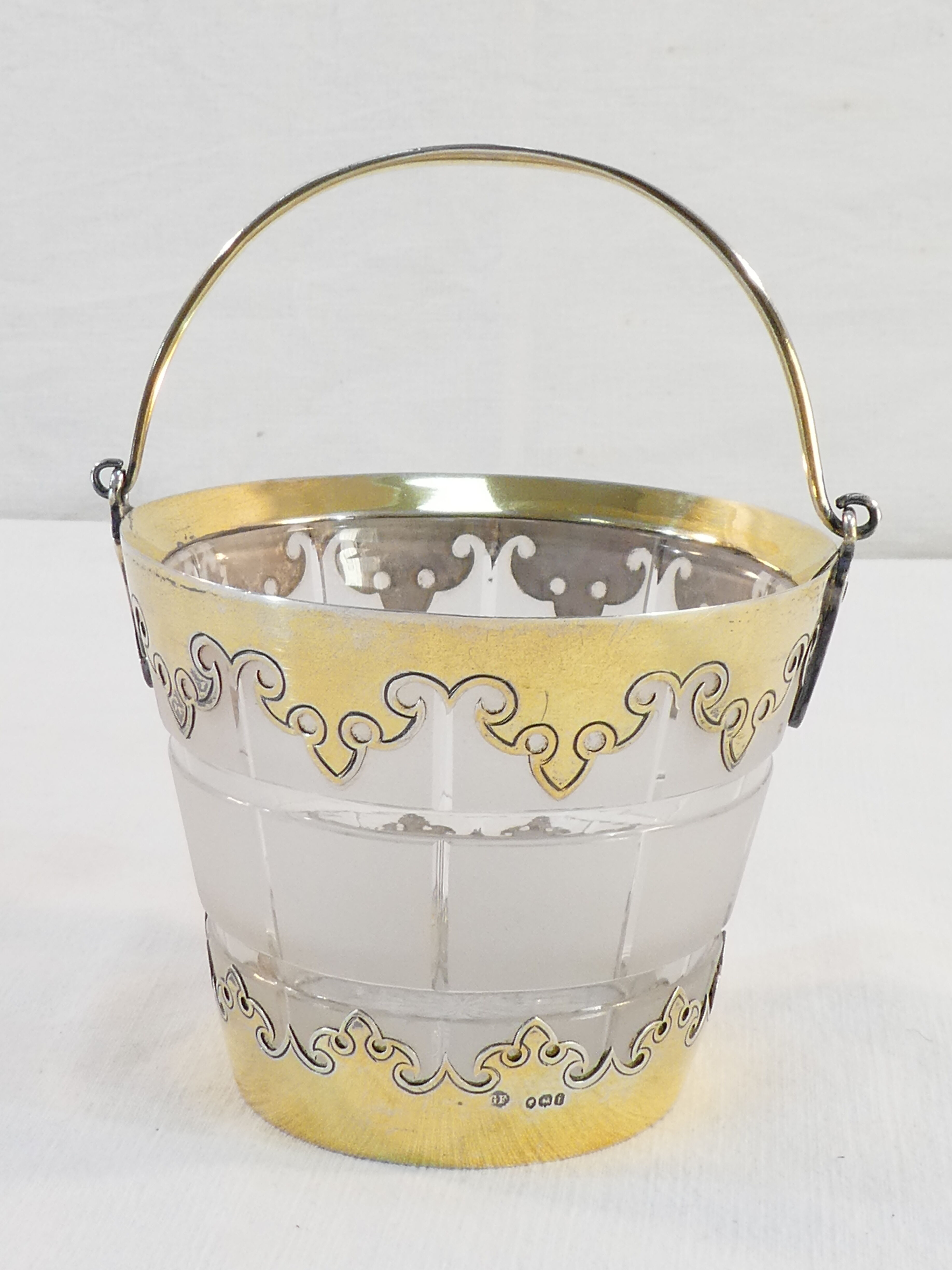 Ice bucket glacons in solid silver vermeil london 1864 victorian era