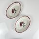 Duo de ravier en porcelaine, Badonviller, fleur rouge, 1950