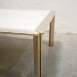 Vintage coffee table in travertine and brass