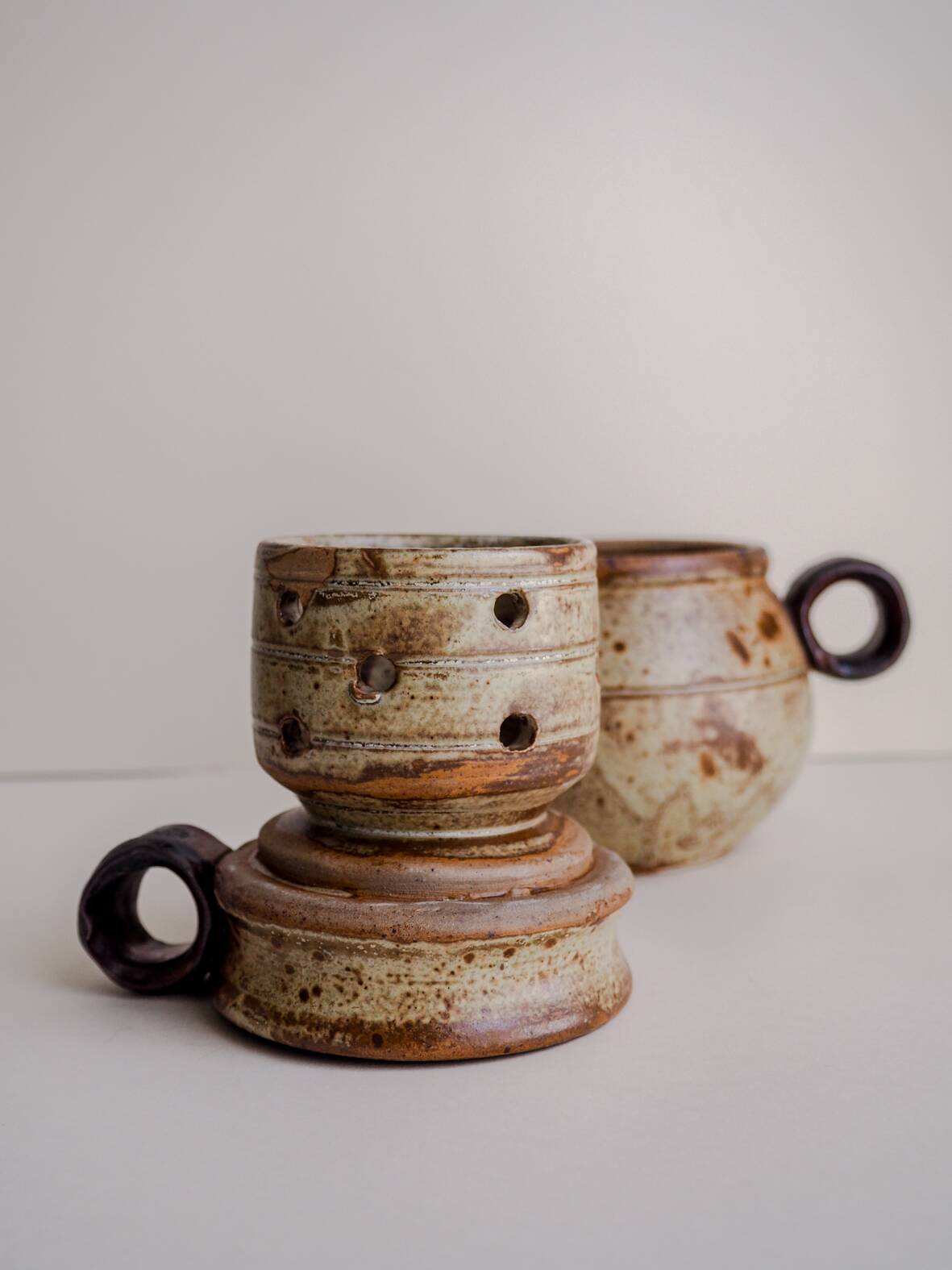 Handcrafted speckled water butter dish