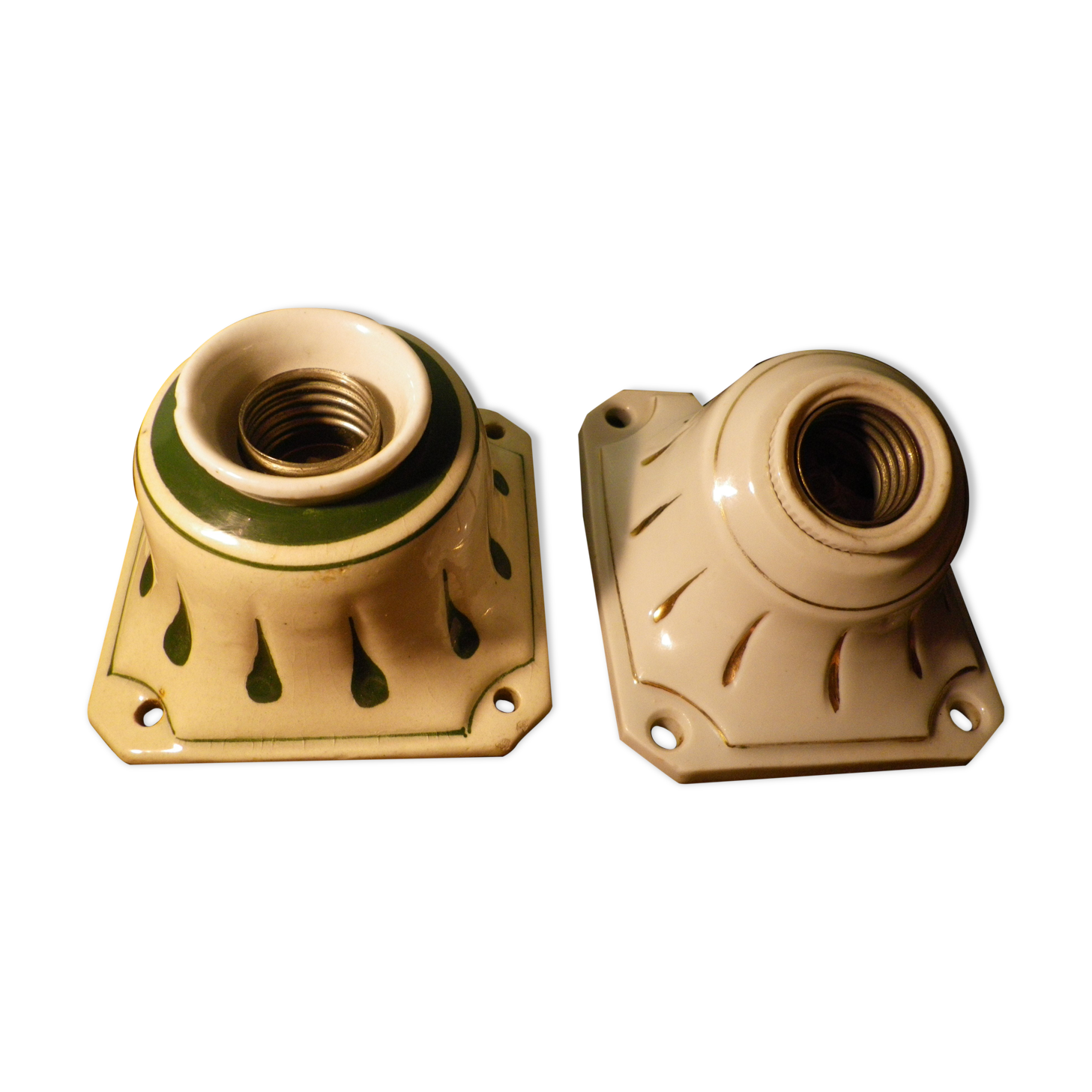 Wall lamps called "hooks" art deco, glazed porcelain, 1920s/1940s