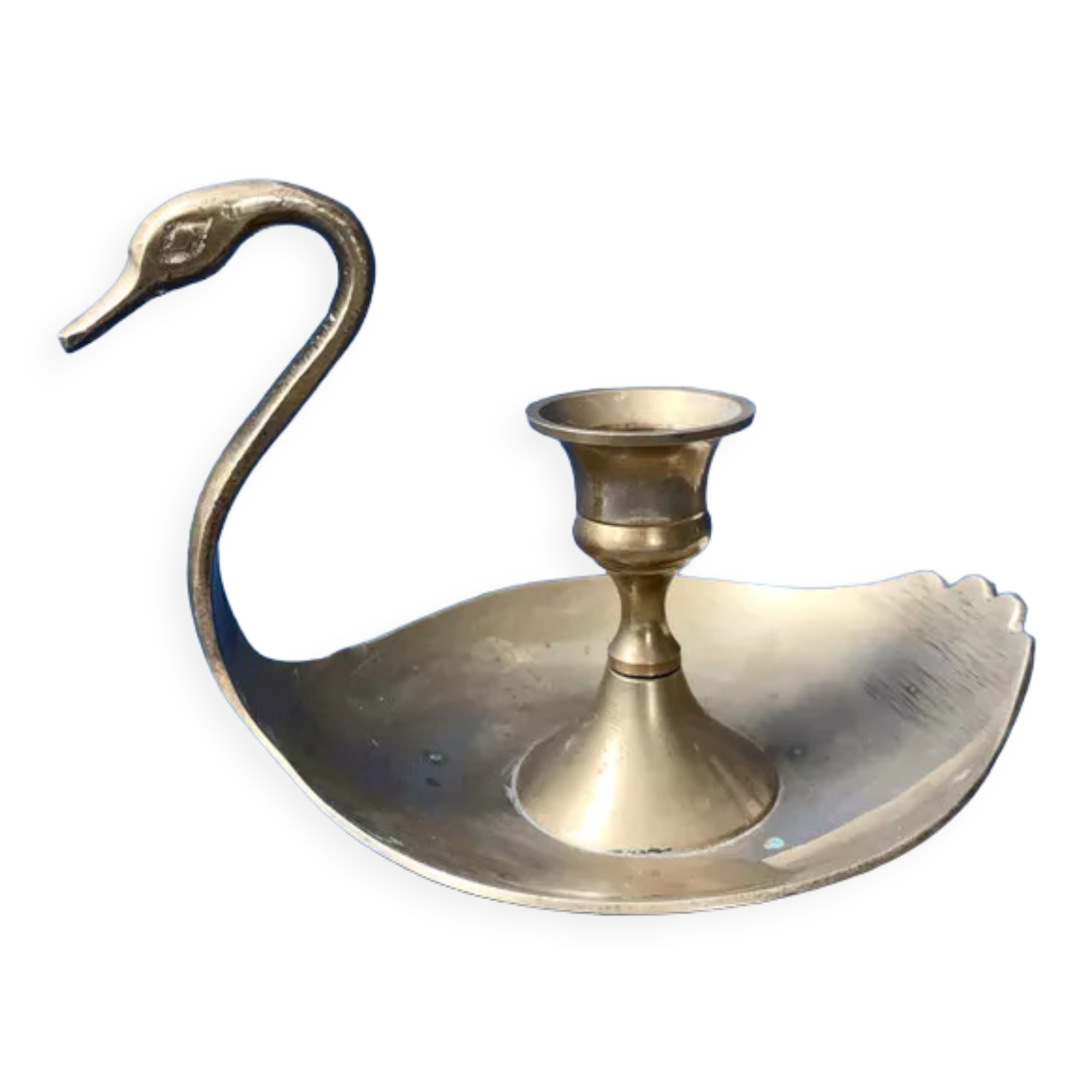 Brass swan candle holder