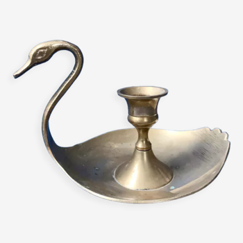 Brass swan candle holder