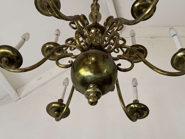 Lustre hollandais en laiton à 2 étages 12feux