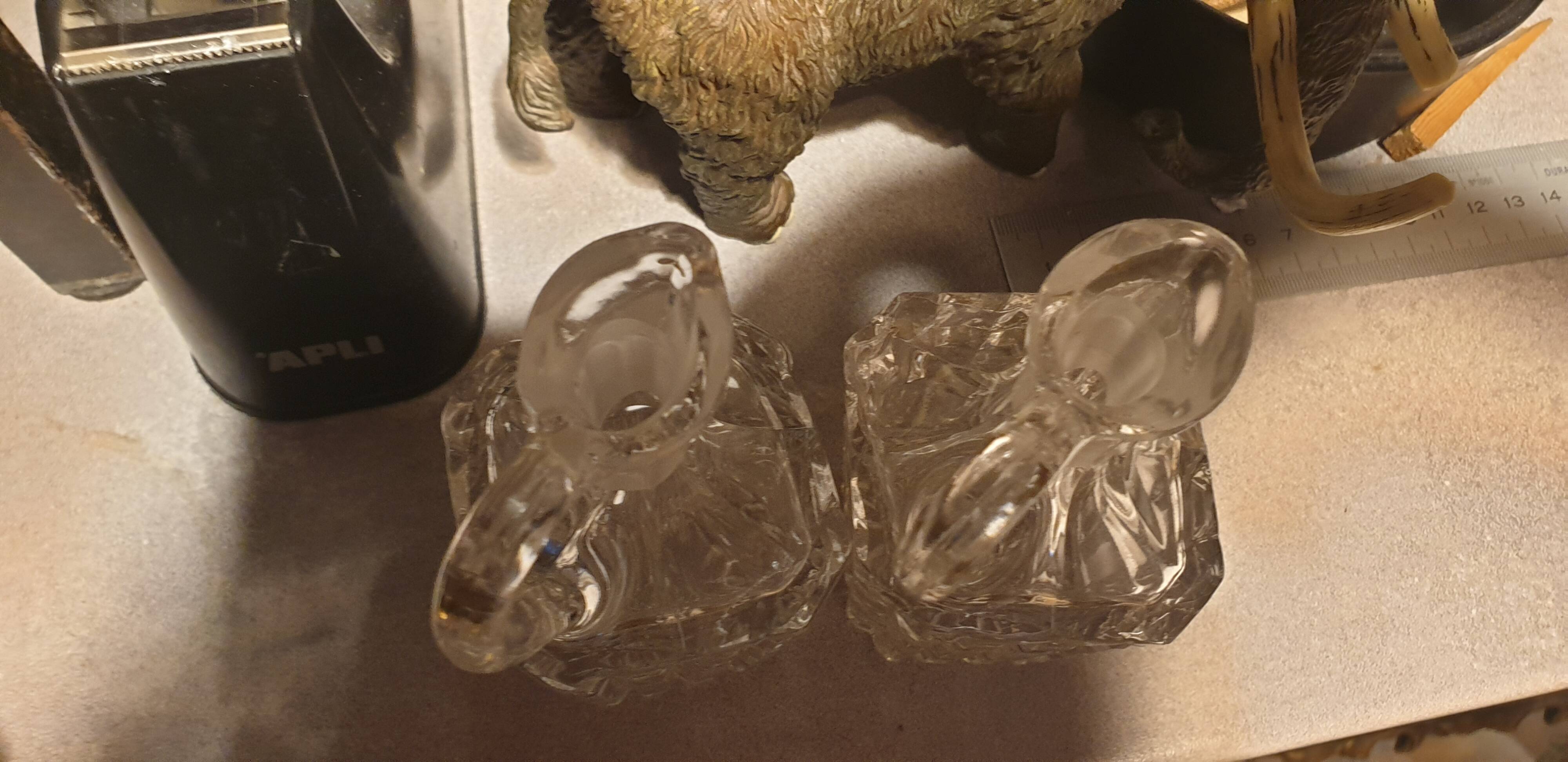 Pair of cut crystal bottles