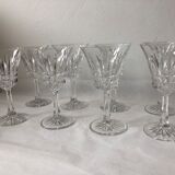 Eight Baccarat crystal wine glasses