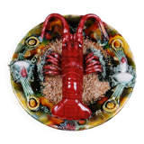 Lobster plate in Caldas da Rainha earthenware slip Palissy majolica