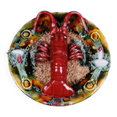 Lobster plate in Caldas da Rainha earthenware slip Palissy majolica