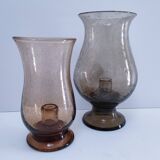 two bubble glass candle holders