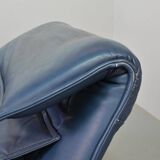 Vico Magistretti 3-Seat Flexible Cassina Blue Leather 'Veranda' Sofa, Italy