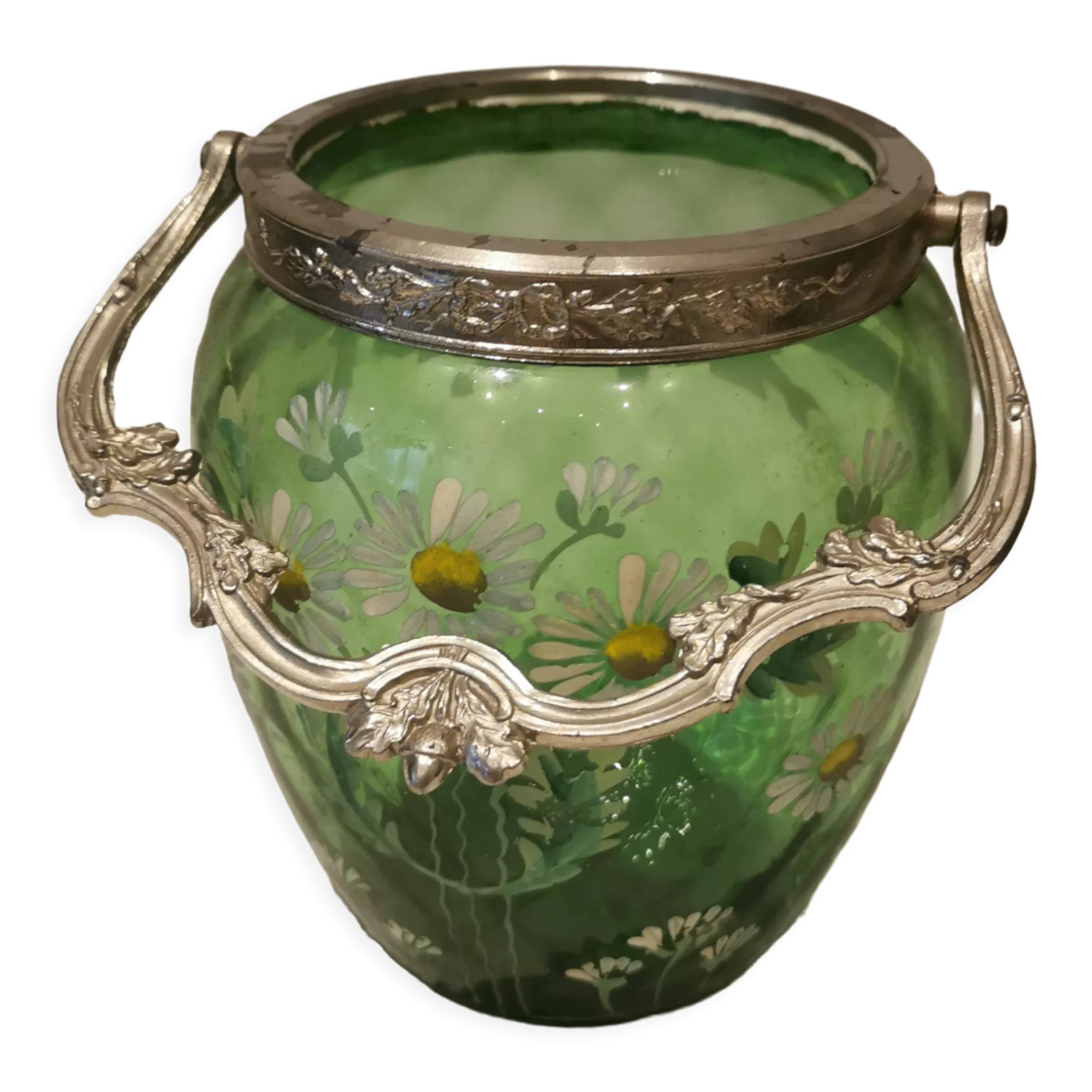 Pot en verre ou vase peint