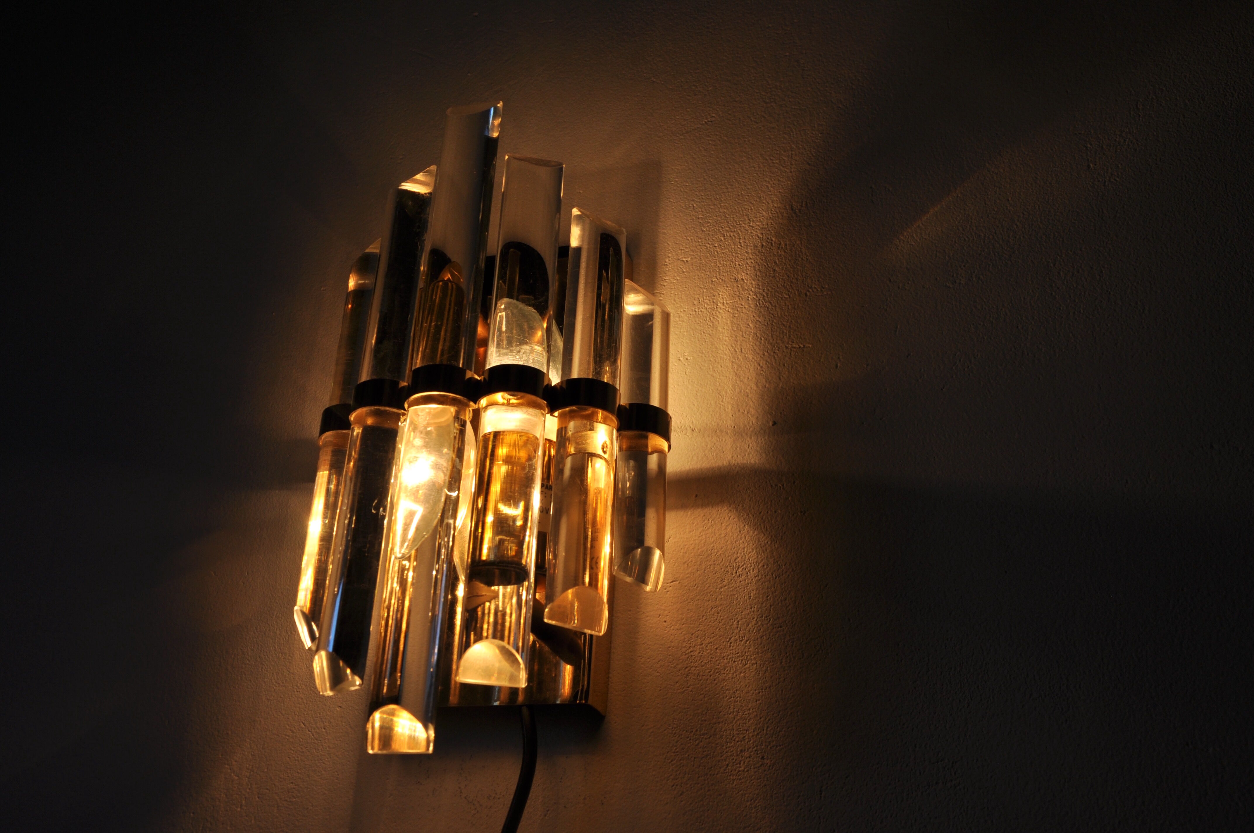 Wall lamp Murano 7 half moon crystals