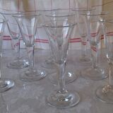 Set of 10 crystal walking glasses, eighteenth period, very beautiful condition.