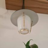 Vintage suspension sheet brass opaline glass