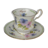 Tasse à thé et soucoupe porcelaine anglaise Queen's rosina China-Août+décor de pensées