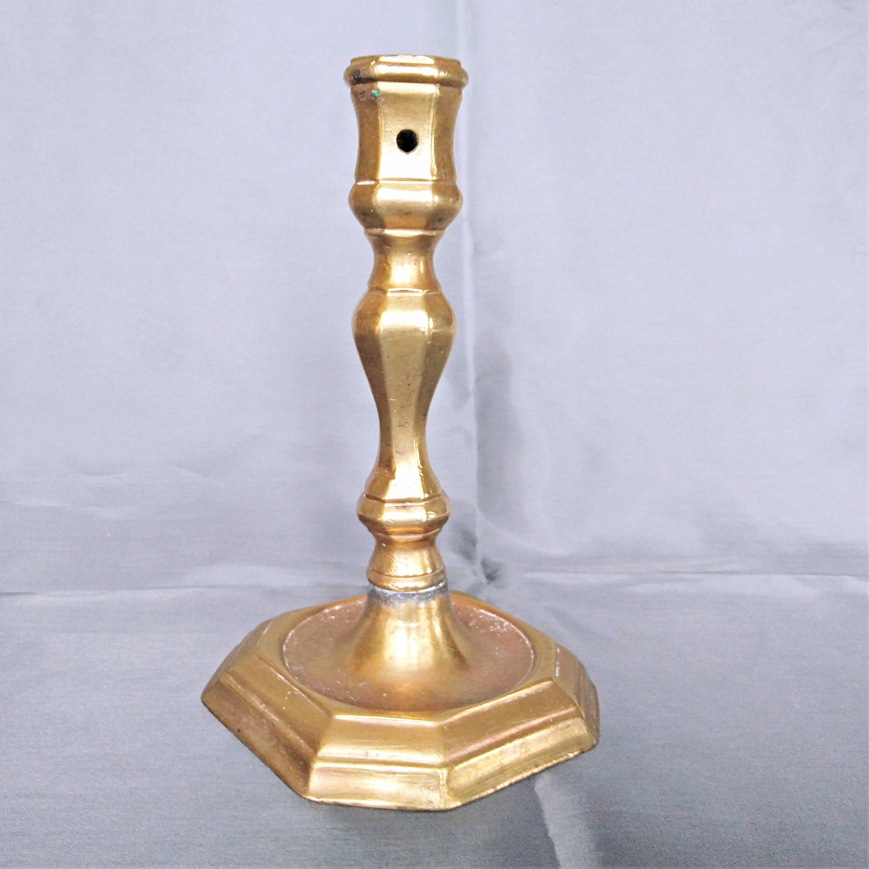 Gilt bronze candlestick with pierced bin 17th century