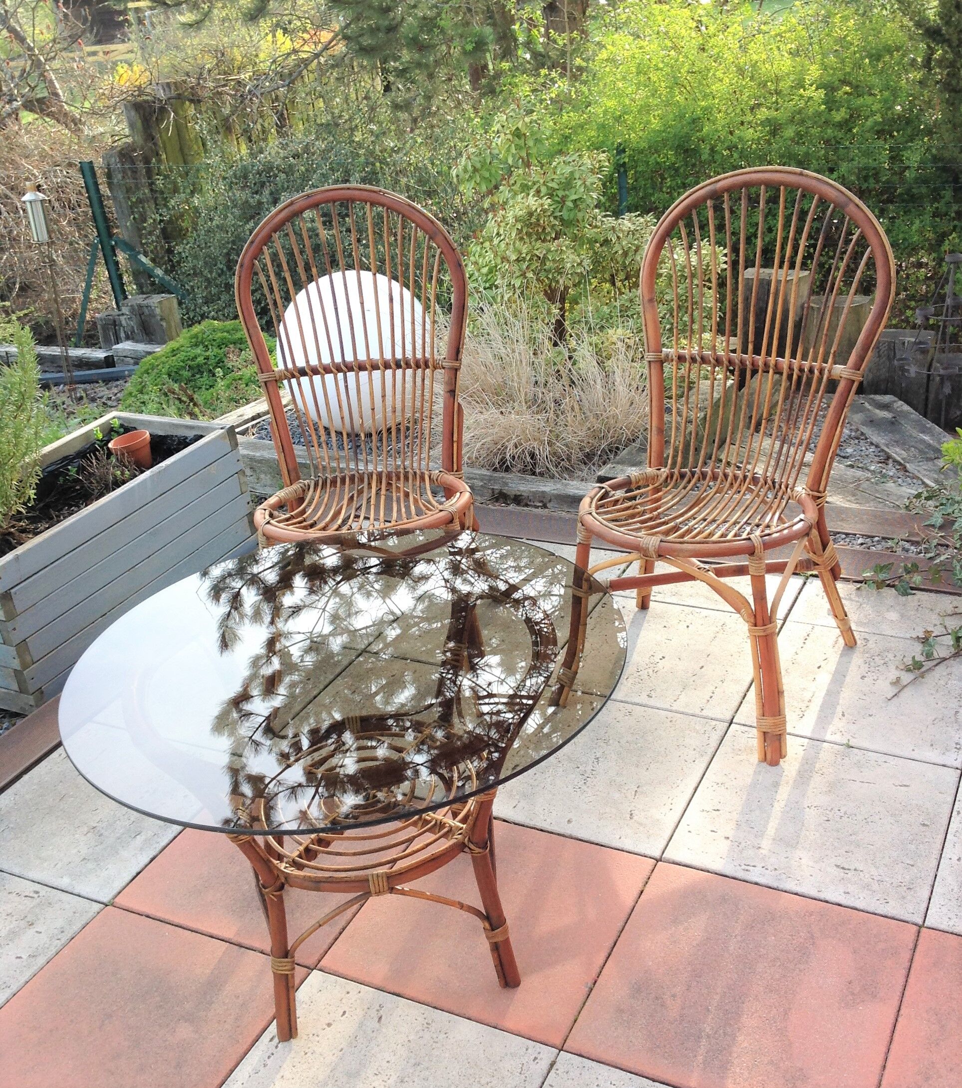 Rattan garden furniture / vintage 60s-70s