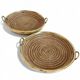 Plateaux en fibres naturelles et en laiton faits à la main dans le style de Gabriella Crespi des années 1970