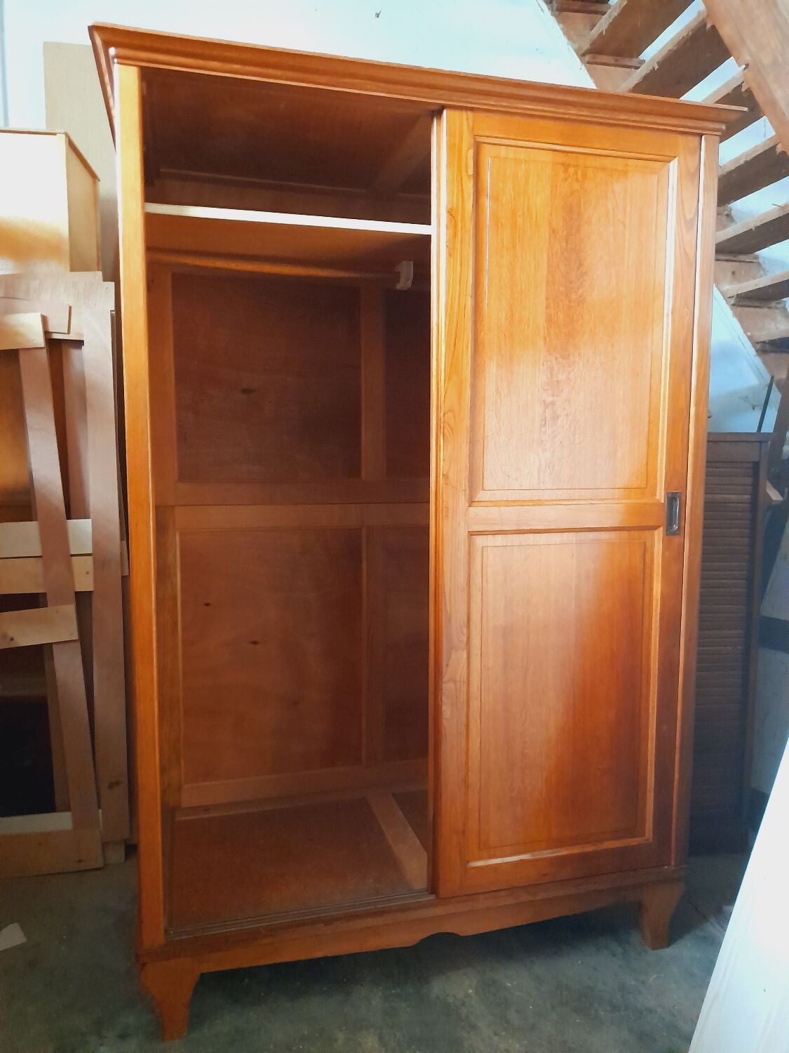Vintage oak sliding wardrobe/closet