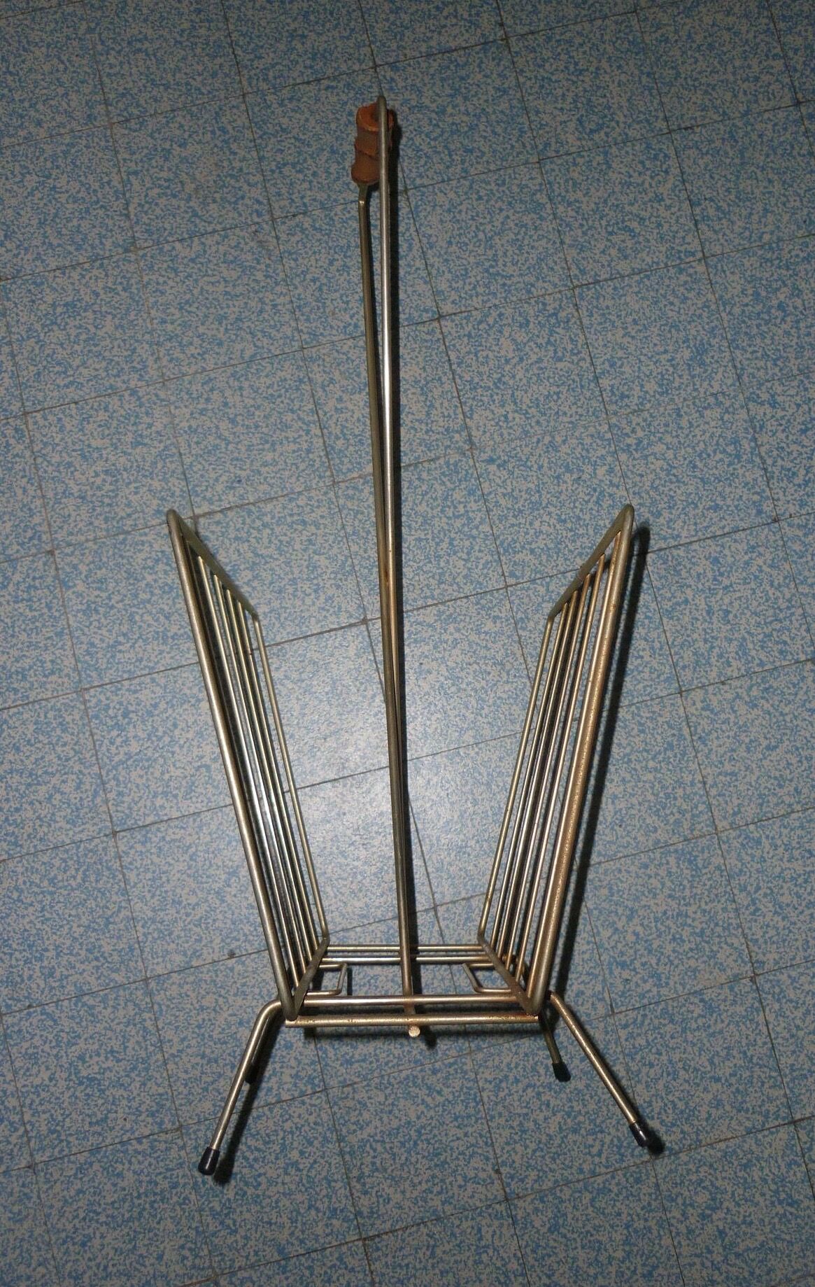 Vintage brushed gold steel magazine holder