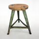 Vintage Industrial Steel & Wood Tripod Stool with Original Patina, 1950's