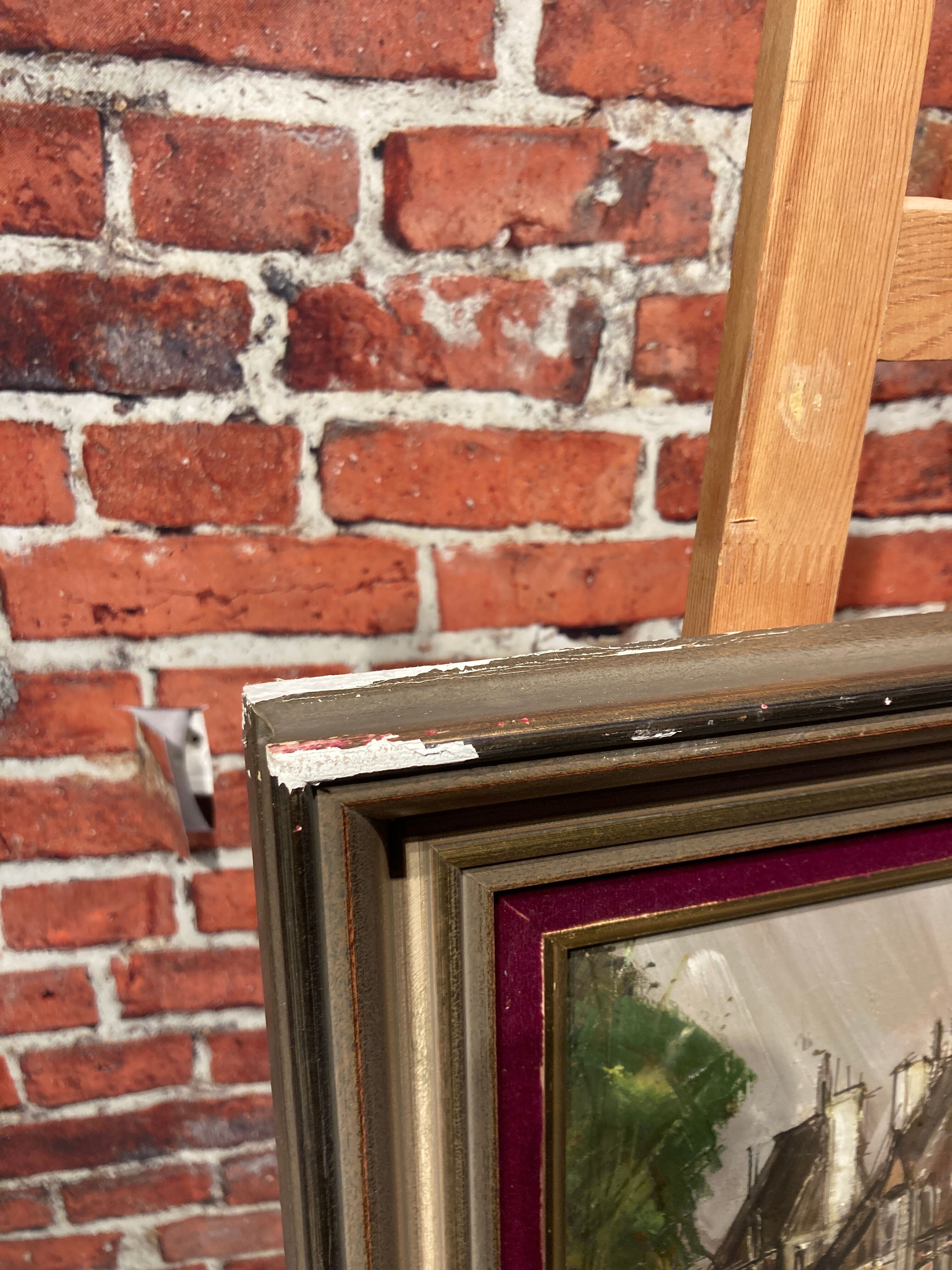 Huile sur toile représentant un pont