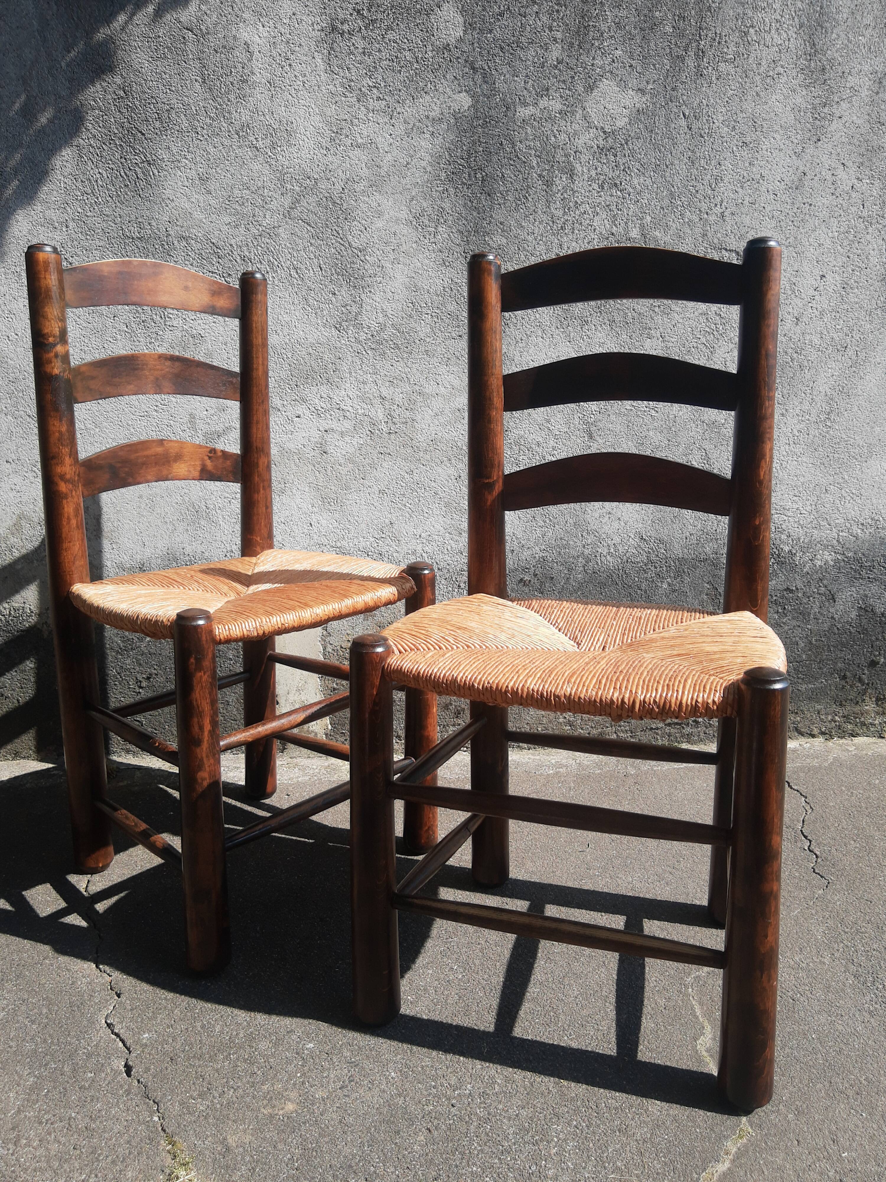 Pair of mulched brutalist chairs and wood