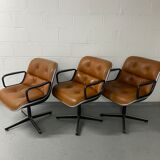 Fauteuil de Charles Pollock encuir Cognac