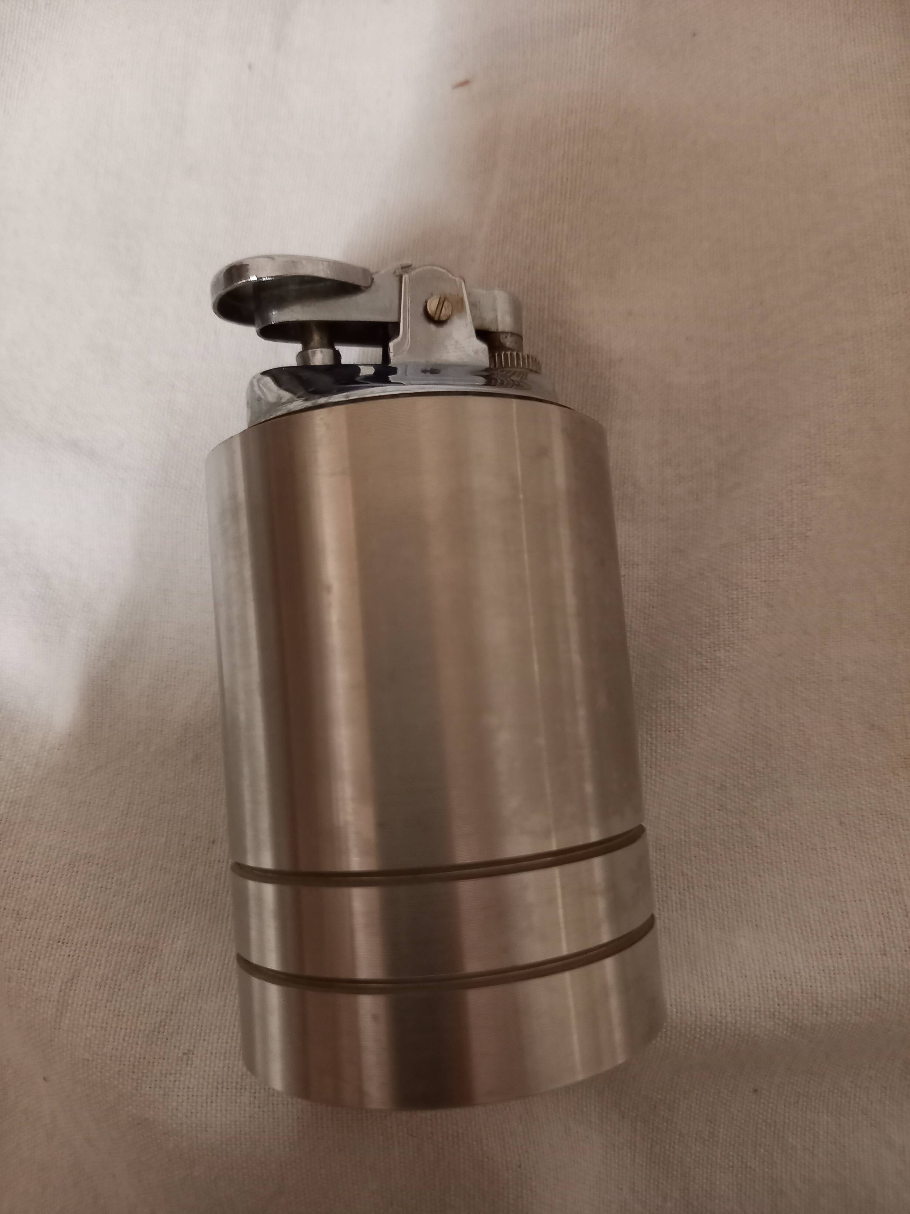 Chrome steel table lighter, vintage 1970s