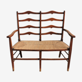 Arts and Crafts oak love bench