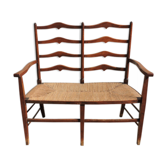 Arts and Crafts oak love bench