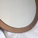 Large vintage purple oval mirror from the 70s