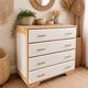 Commode style atelier rénovée blanche et bois