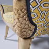 Swan neck bench, hand-carved, France, 1940s