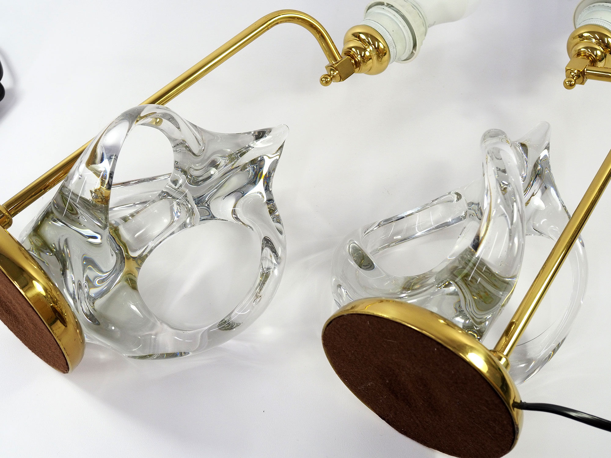 Vintage french crystal and brass lamps