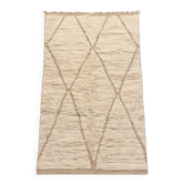 Tapis berbère marocain fait main, écru et beige à losanges 150x263cm