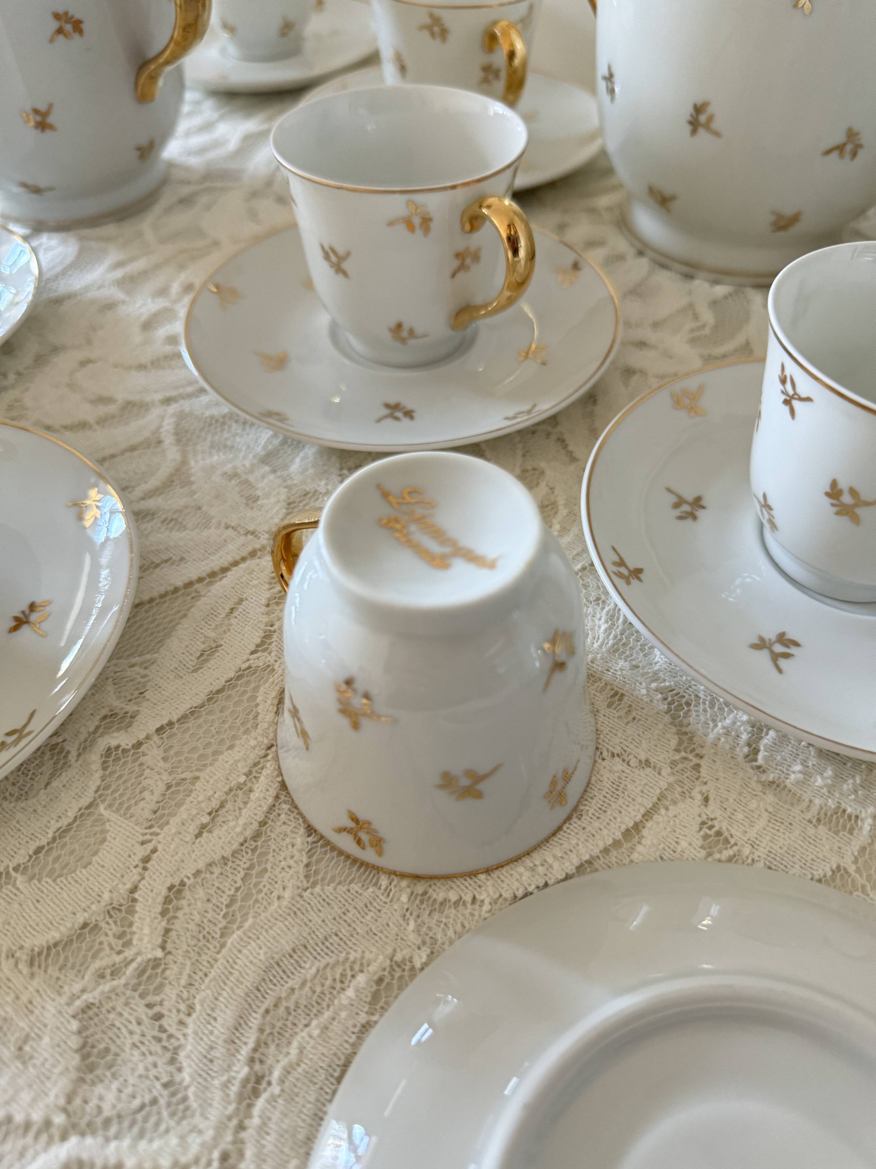 Vintage Limoges porcelain gold coffee set – 15 pieces