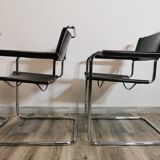 Mid-century chromed leather chairs