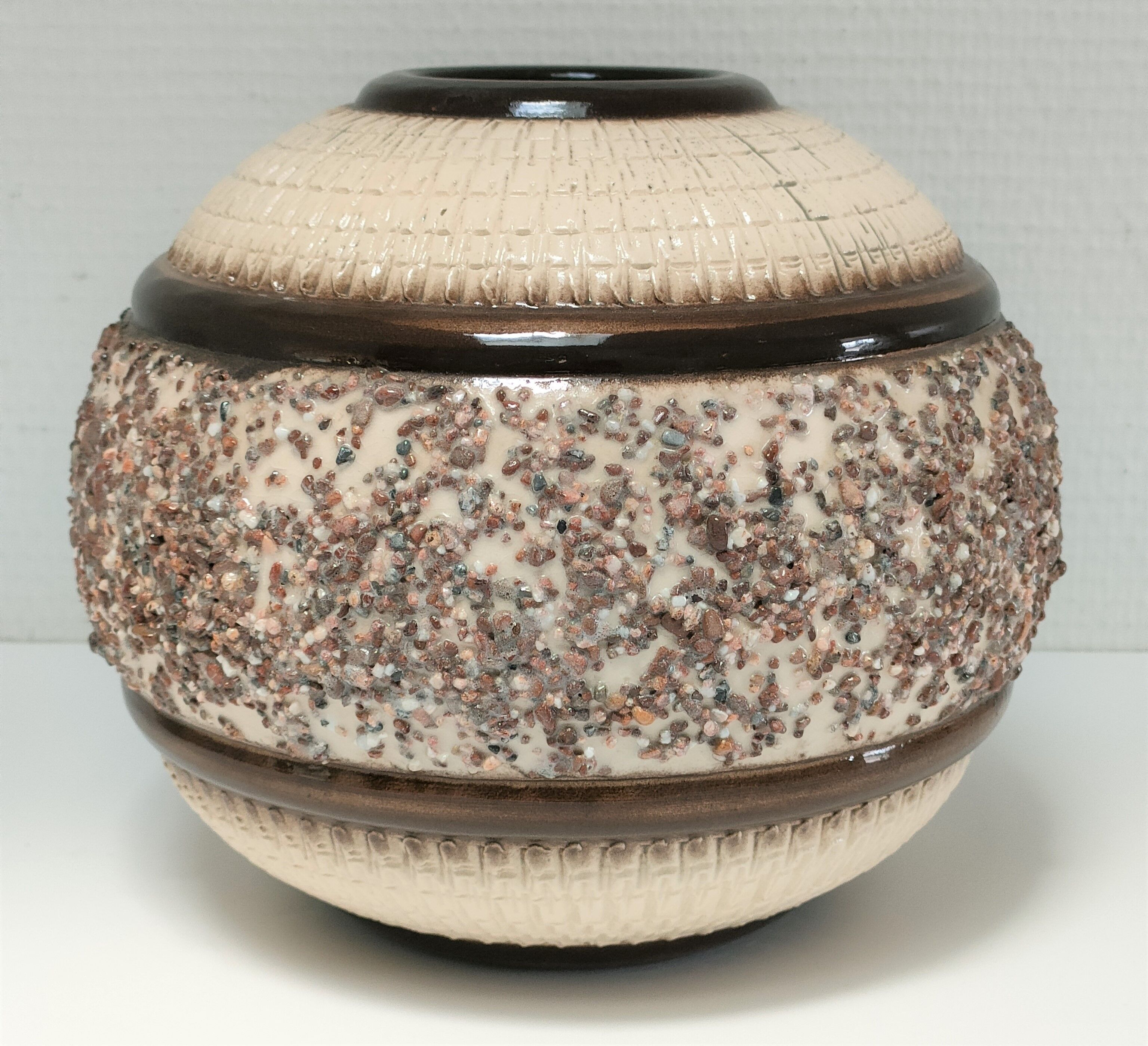 Vase boule céramique Art Déco à décor minéral