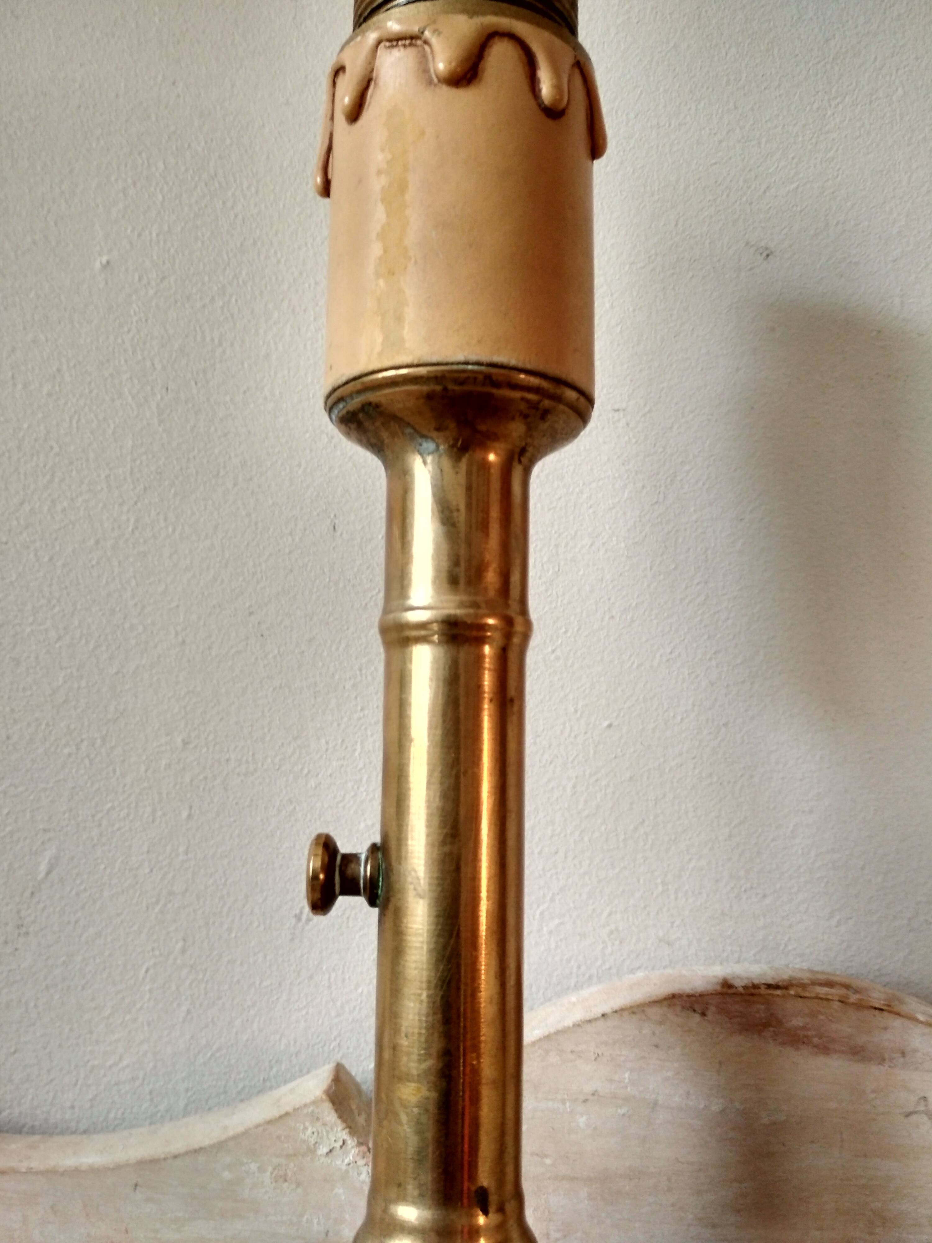 Table lamp with brass candle holder and marble base