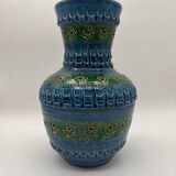 Aldo Londi vase, Rimini Blue, blue-green glazed ceramic, Bitossi, 1960
