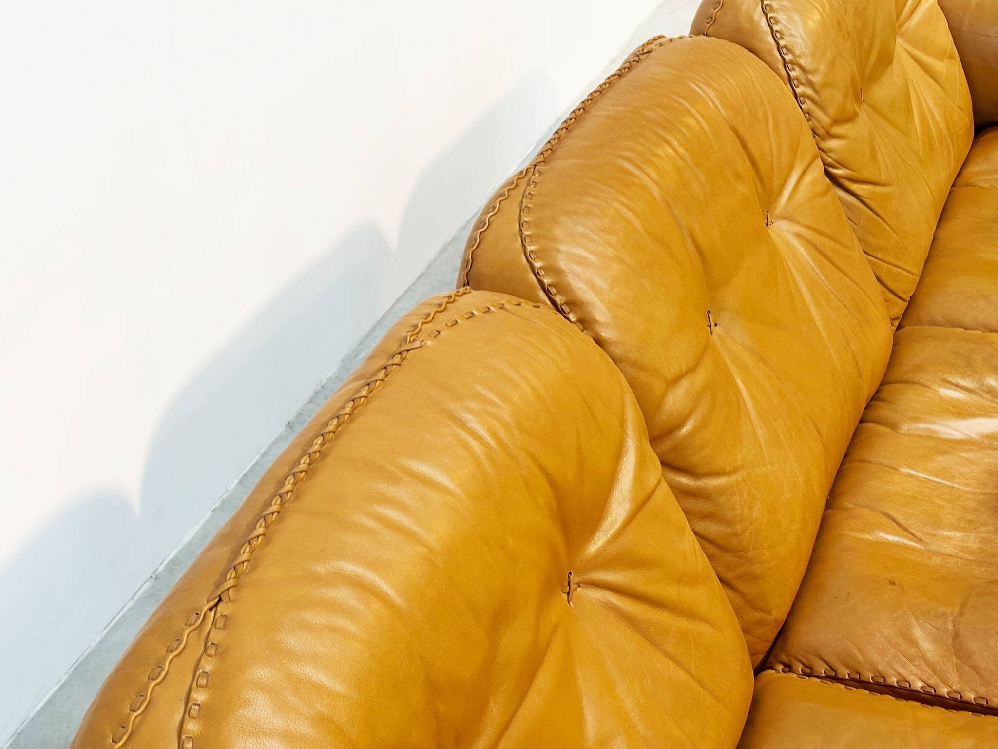 De Sede DS101 three-seater in cognac leather.
