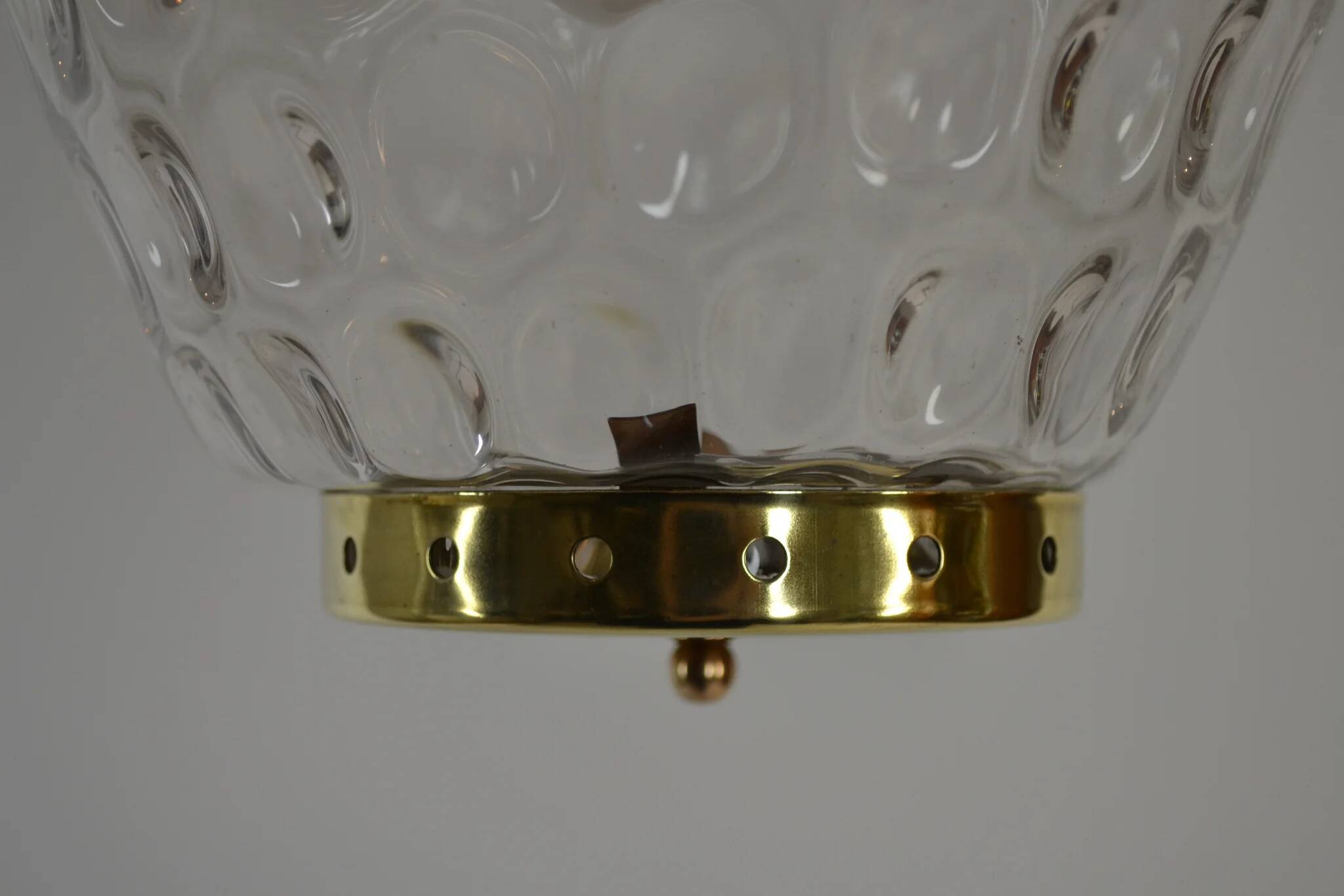 Glass and Brass Pendant Lamp, 1960s, Sweden