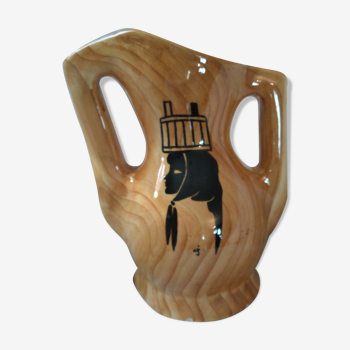 Vase Vallauris en céramique imitation bois